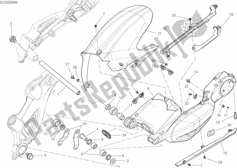 Todas as partes de Braço Oscilante do Ducati Diavel FL USA 1200 2018